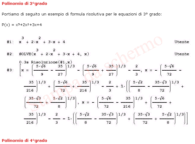 Terza parte della pagina sulle formule